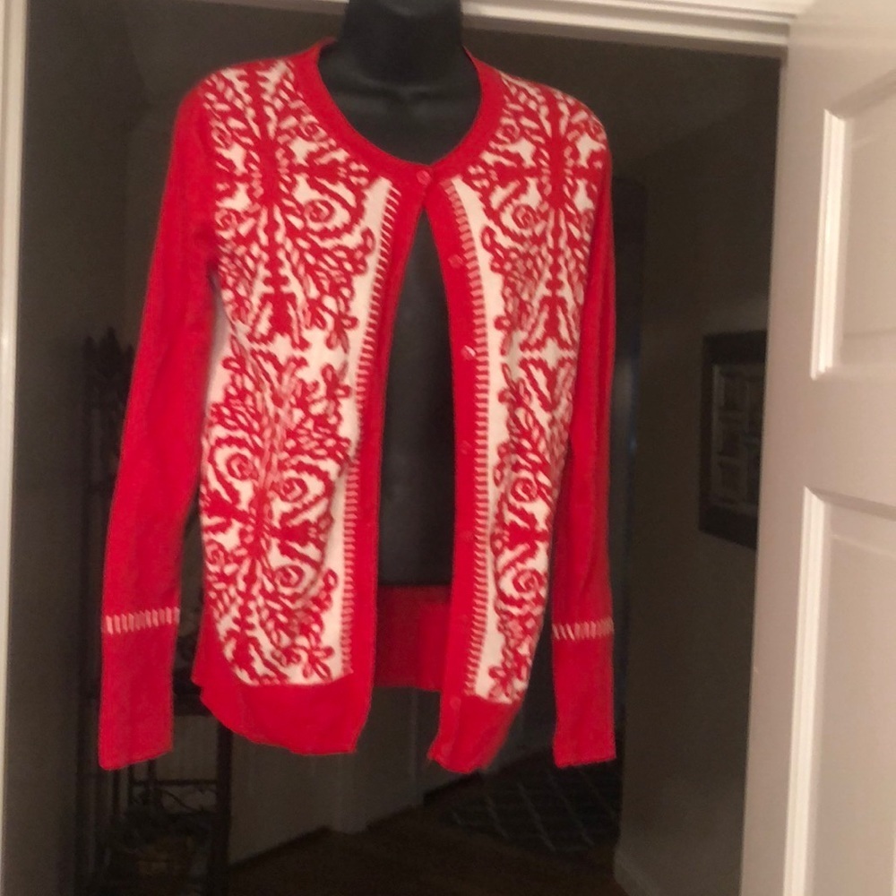 MEDINA Red and White Sweater Size Medium Gently Worn - Picture 1 of 6